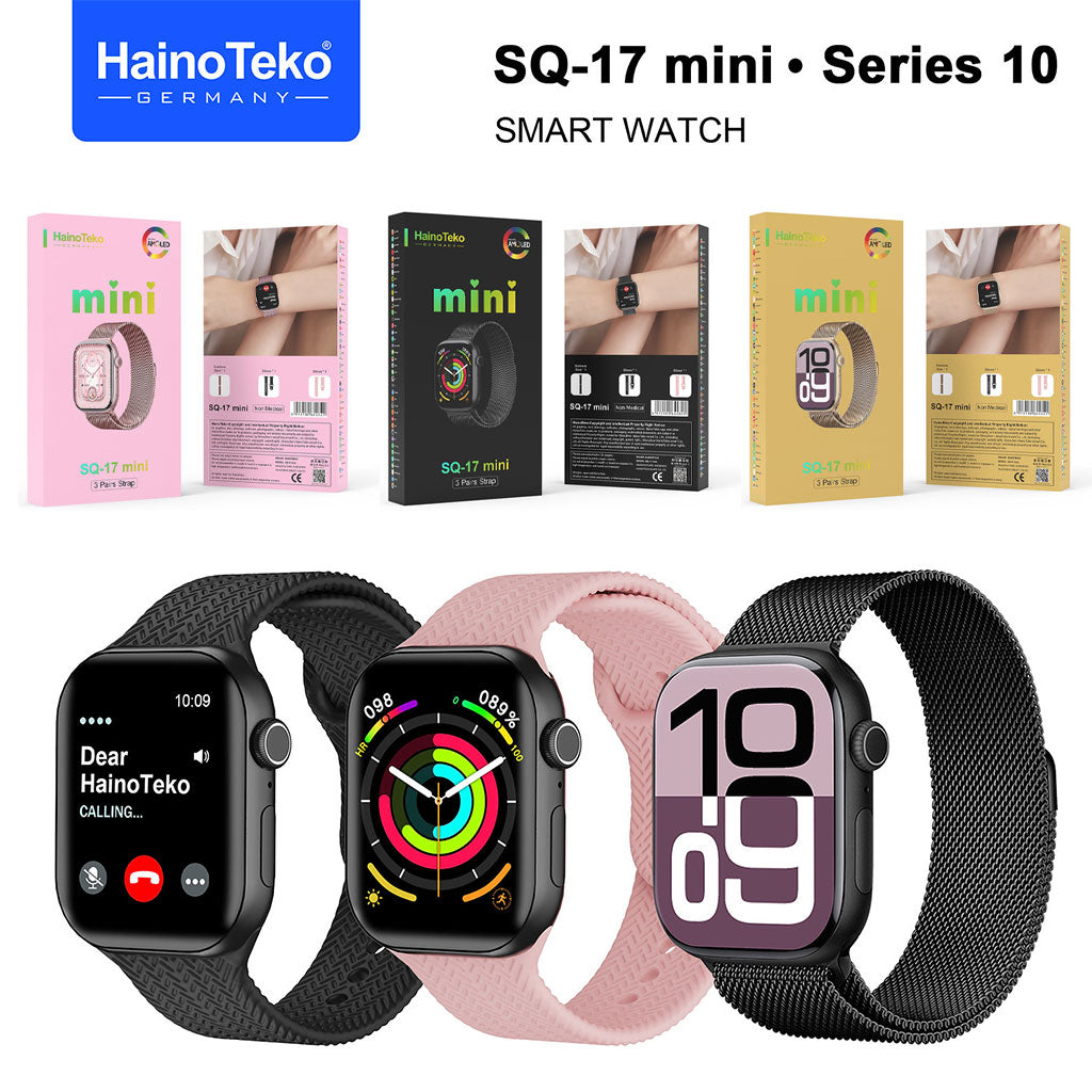 Montre Connectée HainoTeko SQ-17 Mini AMOLED Bluetooth avec Appels et Bracelets Interchangeables