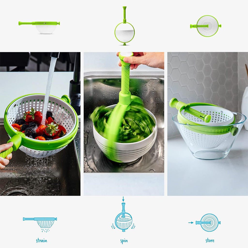 Essoreuse et Laveuse de Légumes 3-en-1 : Gain de Temps et d'Espace
