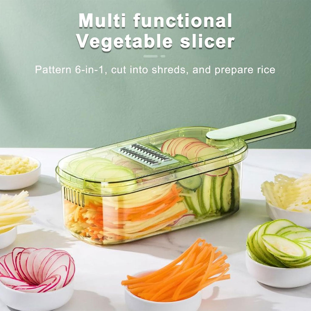 Mandoline de Cuisine Professionnelle 6-en-1 avec Lames en Acier Inoxydable