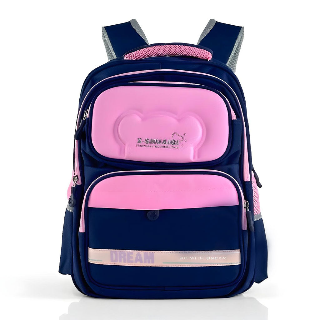 Sac à Dos Scolaire X-SHUAIQI® Rose et Bleu – Confort, Sécurité et Style pour Enfants