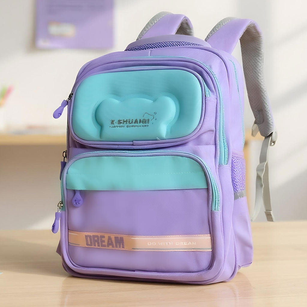 Sac à Dos Scolaire X-SHUAIQI® Mauve – Confort, Sécurité et Style pour Enfants