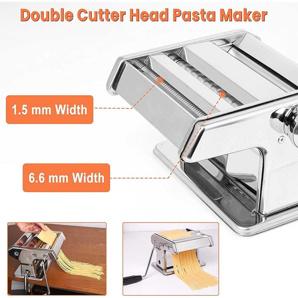 Machine à Pâtes Manuelle Réglable – 9 Niveaux & Coupe Double