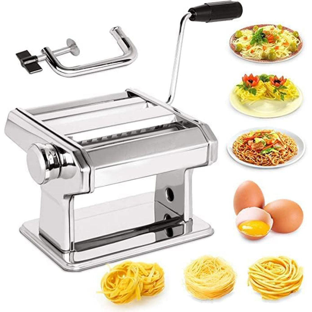 Machine à Pâtes Manuelle Réglable – 9 Niveaux & Coupe Double
