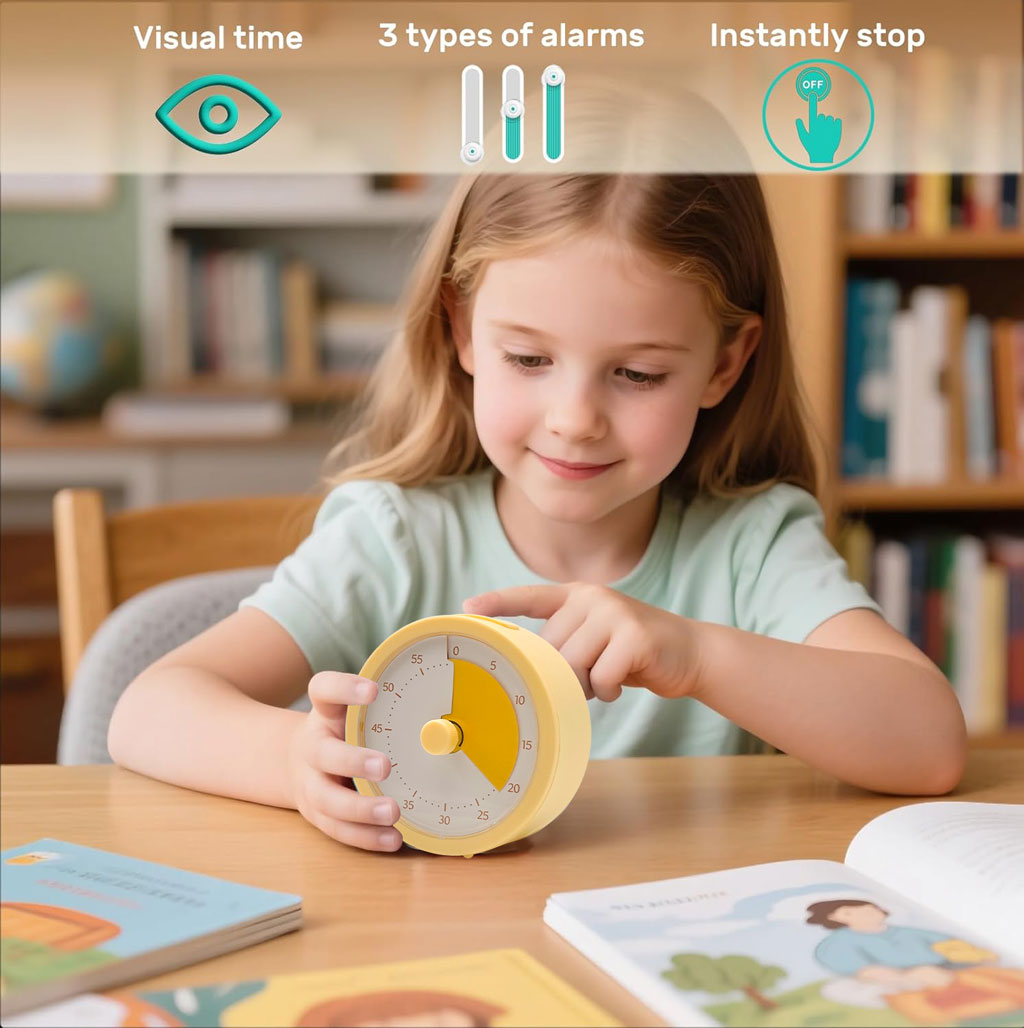 Minuteur Visuel outil de gestion du temps multifonctions – Apprentissage du Temps Ludique