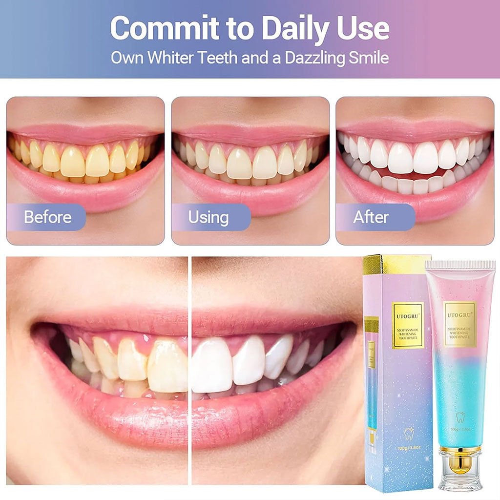 Dentifrice UTOGRU Blanchissant au Niacinamide – Soin Complet & Haleine Fraîche