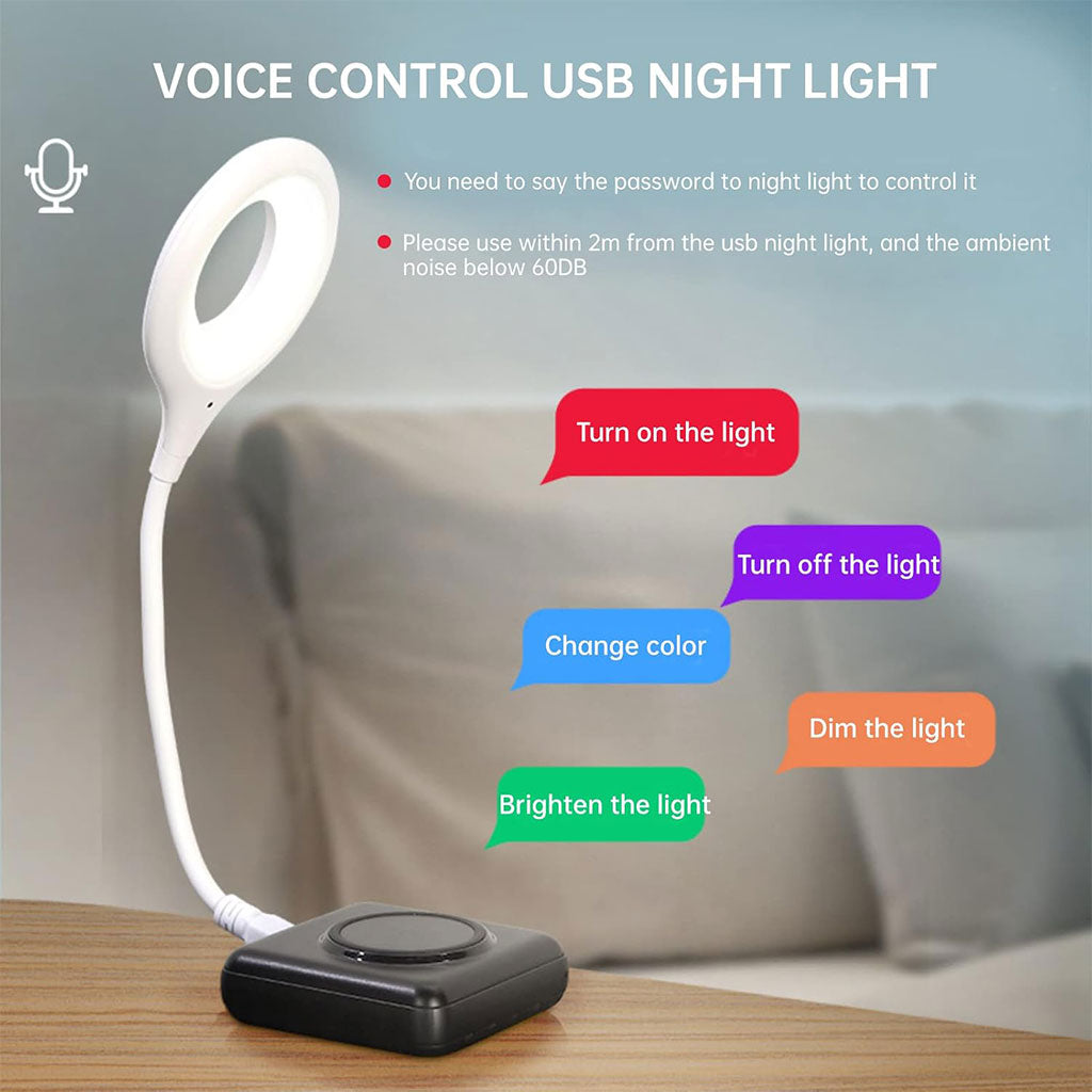 Lampe de Lecture USB Intelligente à Contrôle Vocal – Éclairage Flexible et Moderne