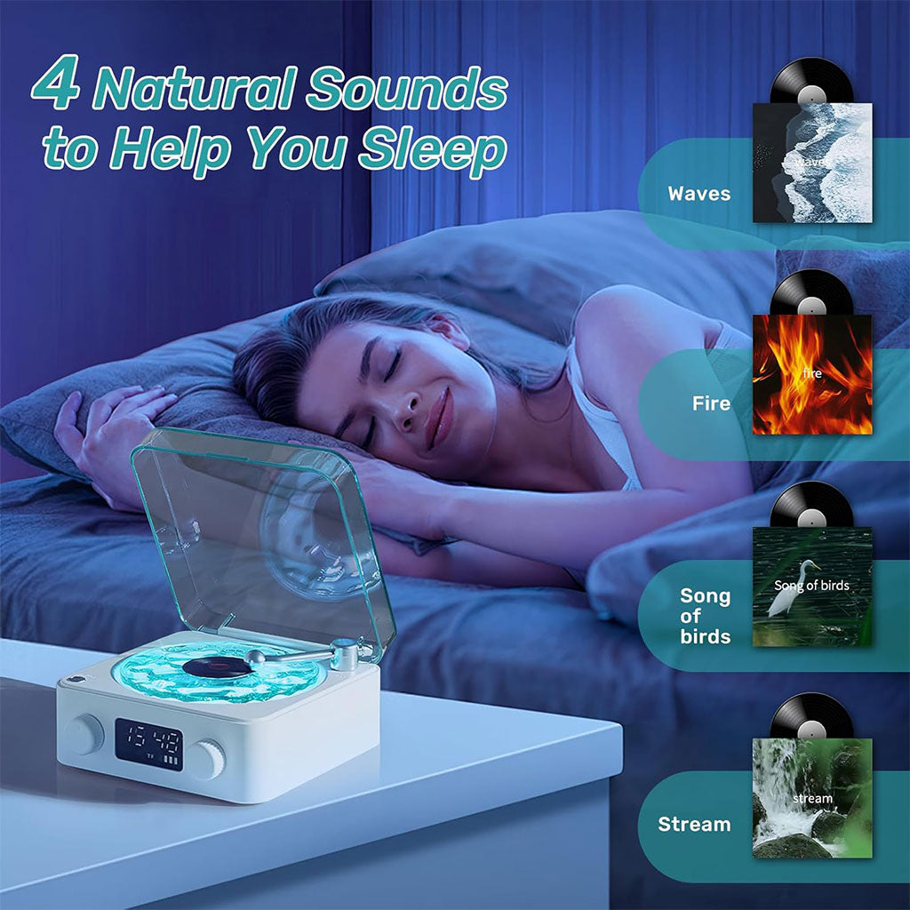 Haut-Parleur Veilleuse Vinyle Rétro : Une Immersion Sensorielle avec Sons de la Nature