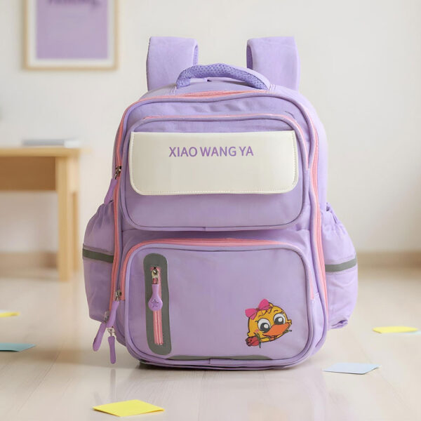 Sac à Dos Scolaire Xiao Wang Ya Mauve – Confort, Sécurité et Design Ergonomique