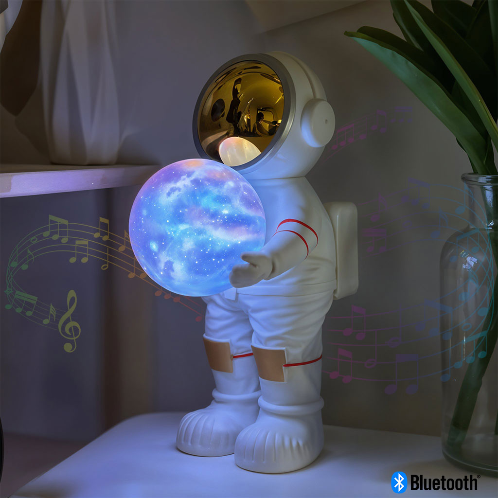Lampe Lune Astronaute 3D pour Enfants – LED Multicolore & Haut-Parleur Bluetooth