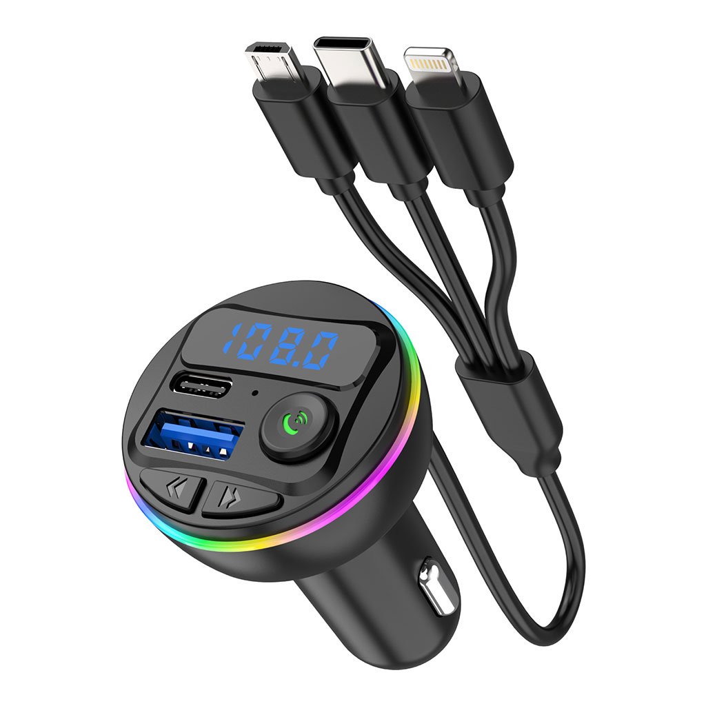 Transmetteur Bluetooth Voiture avec Charge Rapide, Appels Mains Libres et Lecture Multi-Sources image 0