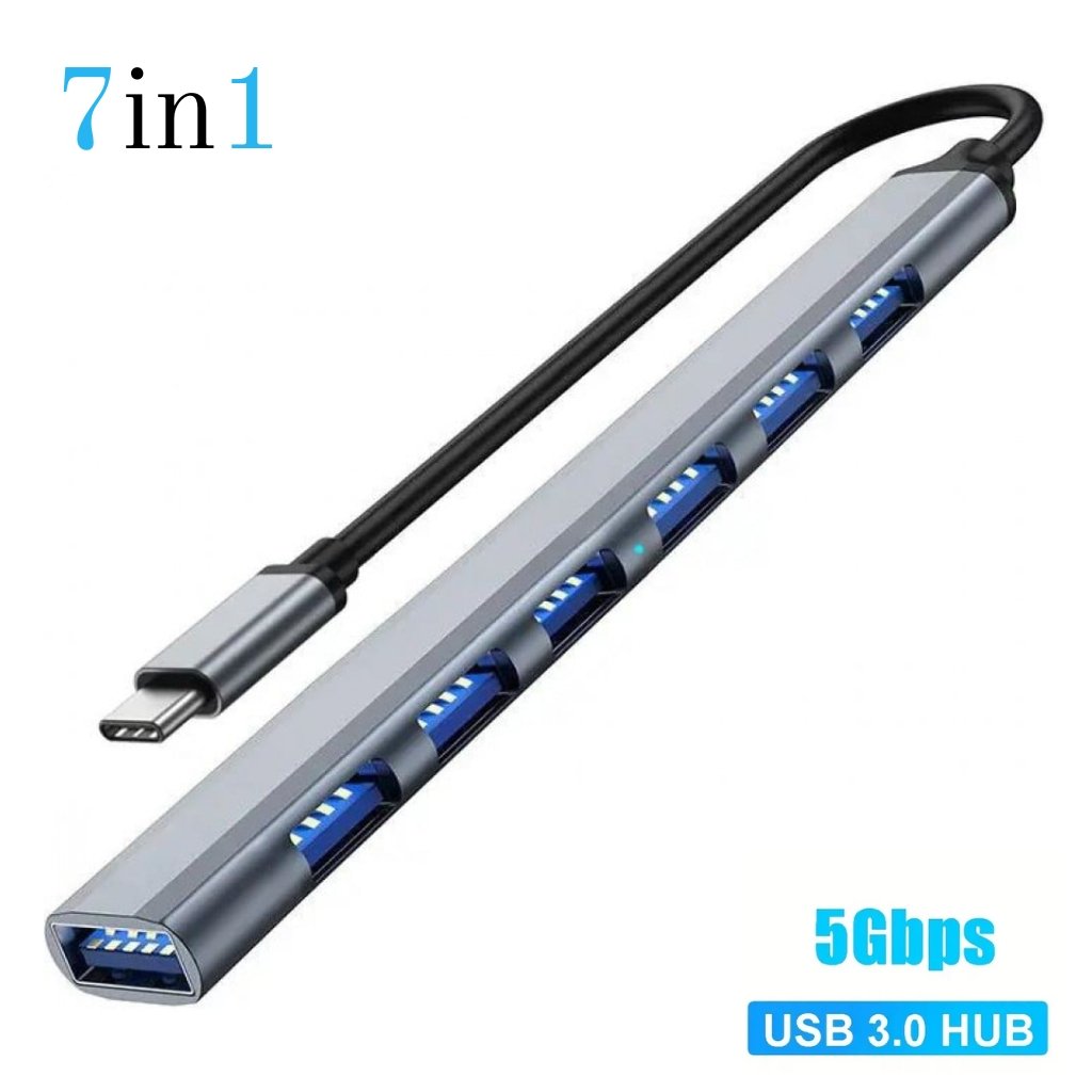 Hub USB-C 7-en-1 Ultra Plat en Aluminium – 7 Ports USB 2.0 image 3