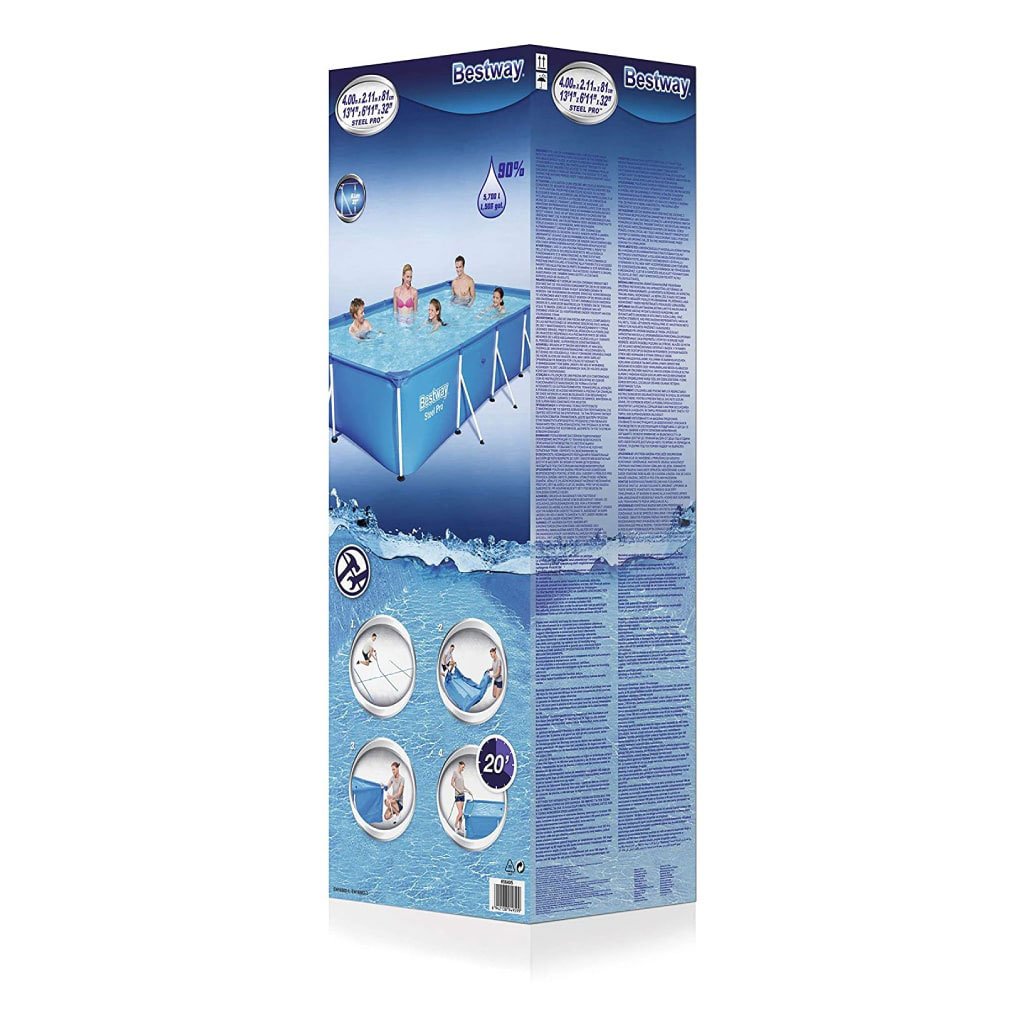 Piscine Tubulaire Rectangulaire Steel Pro 400 x 211 x 81 cm Bestway – مسبح عائلي بإطار قوي وسعة كبيرة image 4