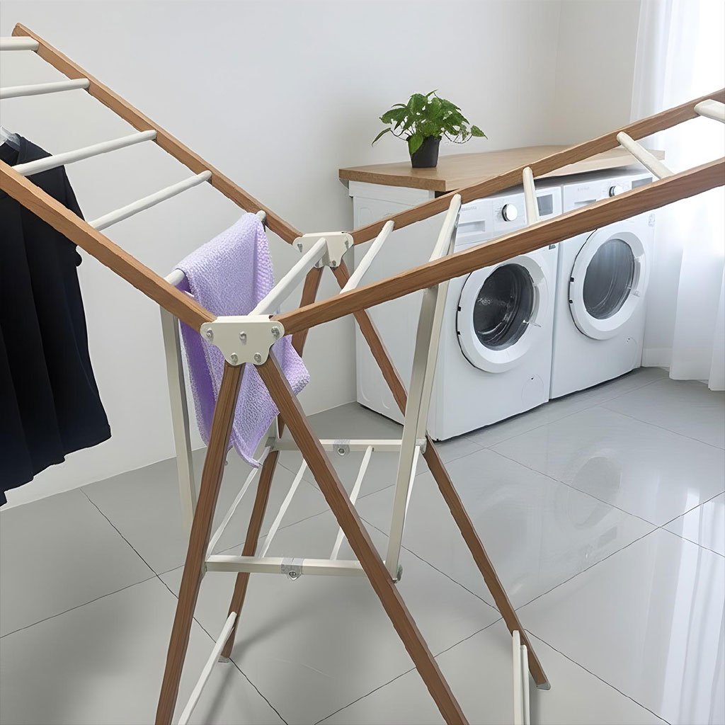 Étendoir à linge pliable en aluminium avec roulettes – Grande capacité image 5