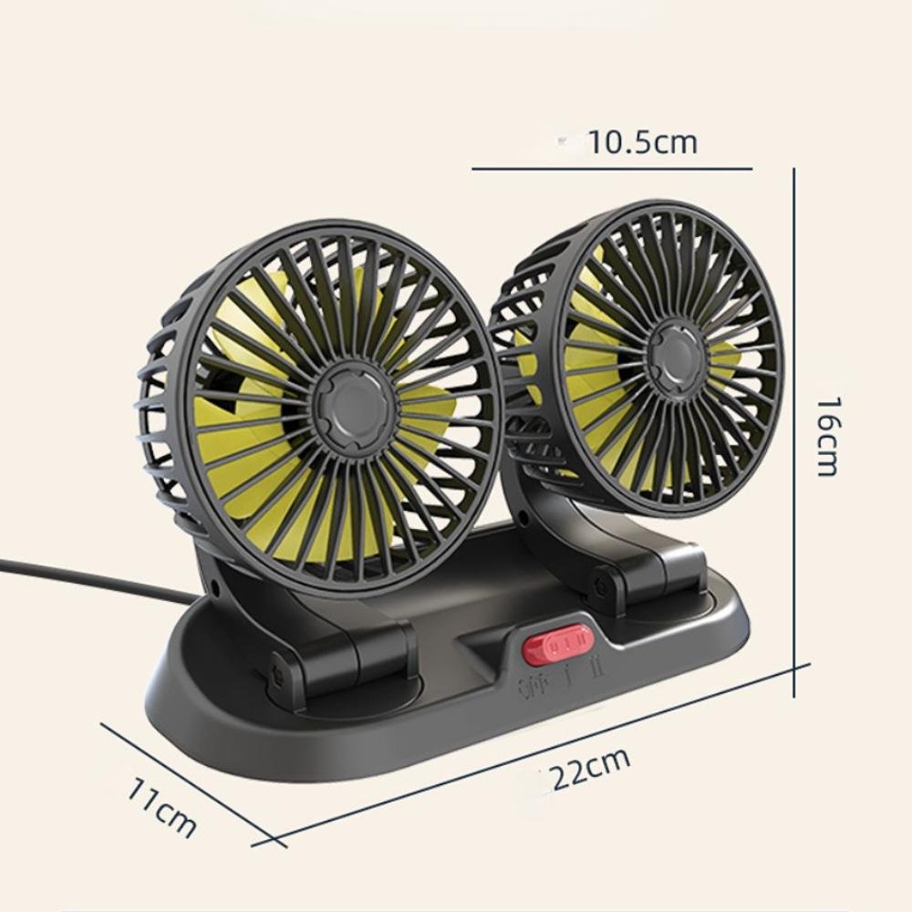 Ventilateur Double Tête Voiture USB – 360° Rotatif & 3 Vitesses image 3