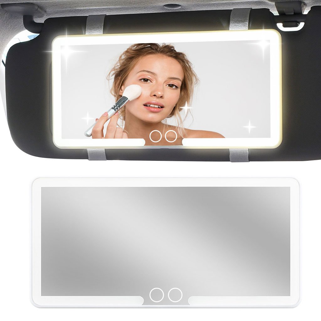 Miroir de courtoisie rechargeable à double boutons – 3 modes d’éclairage image 1