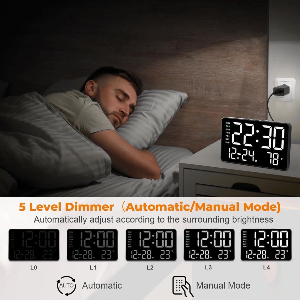 Réveil Numérique LED 7,2" avec Double Alarme et Température image 6