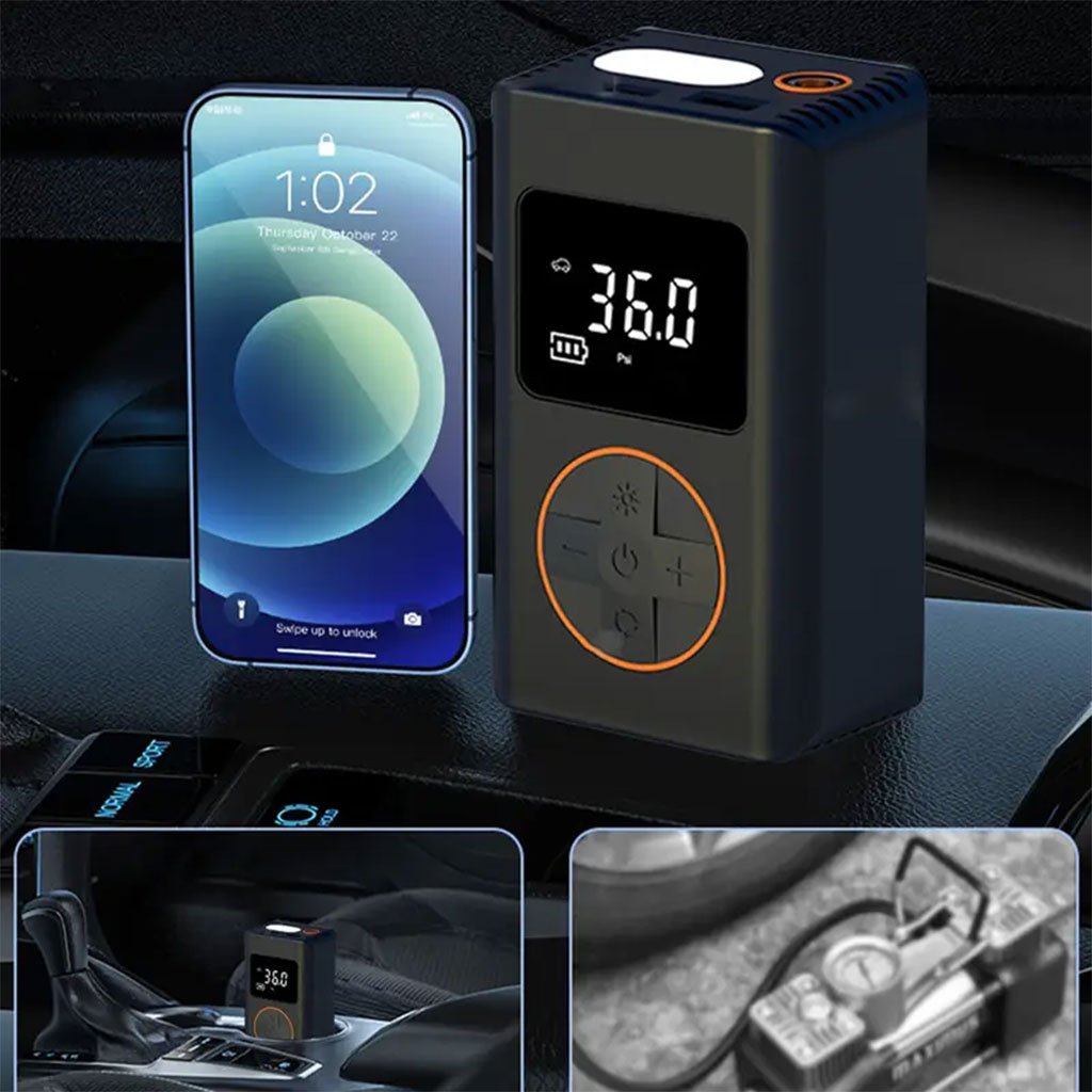 Compresseur d’air pour pneus de voiture avec manomètre numérique image 2