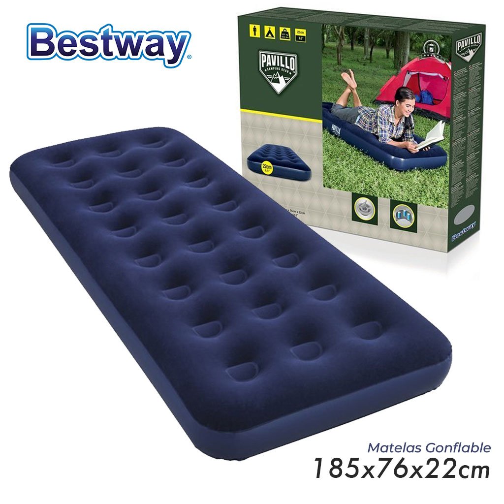 Matelas Gonflable Simple 185x76cm avec Revêtement Velours – Confort Intérieur et Extérieur image 4