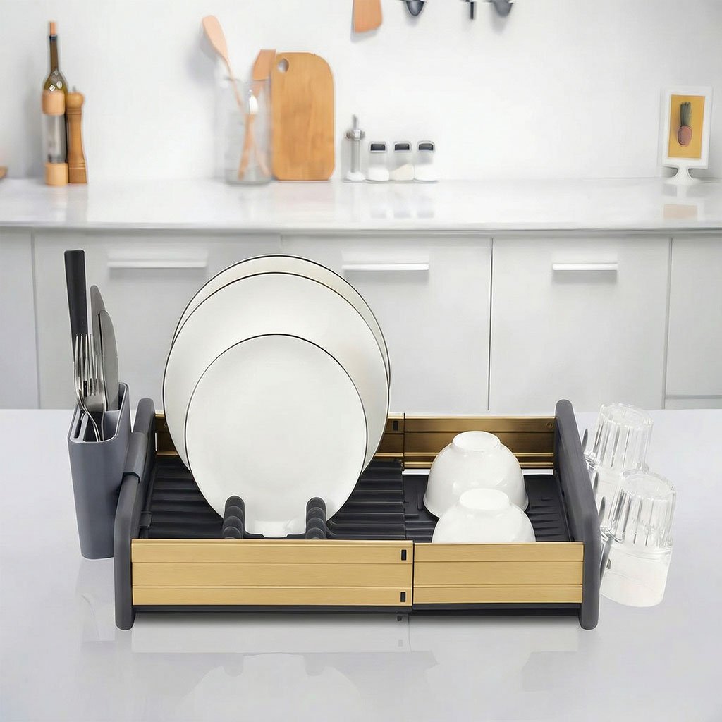 Égouttoir à Vaisselle Extensible en Aluminium – Gain de Place et Organisation Intelligente image 1
