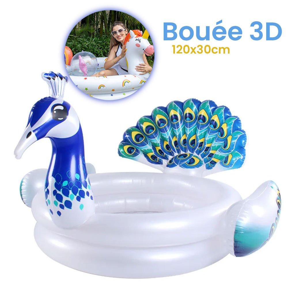 Bouée Gonflable pour Enfants – Design Paon 3D Coloré | عوامة سباحة للأطفال بشكل طائر الطاووس ثلاثي الأبعاد image 0