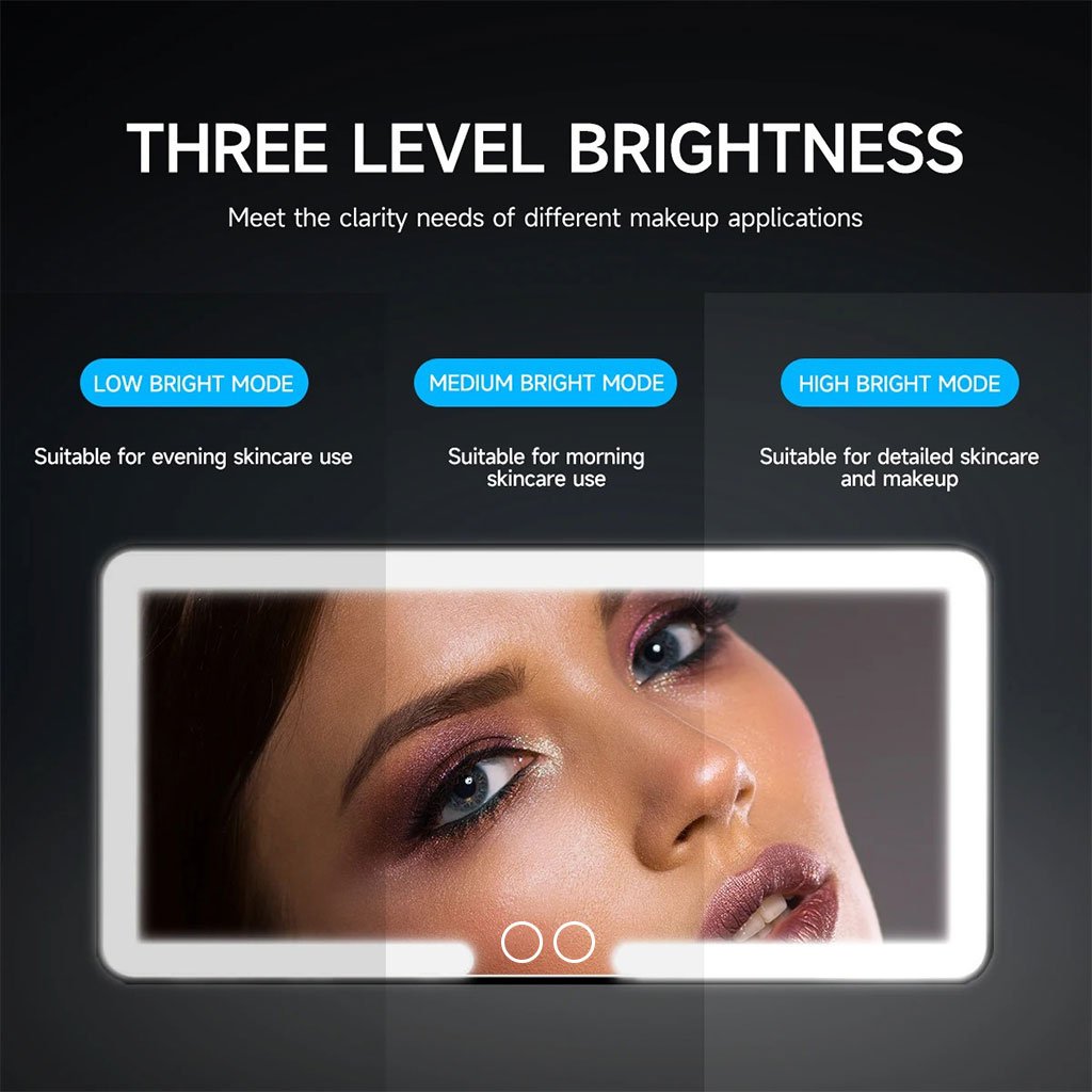 Miroir de courtoisie rechargeable à double boutons – 3 modes d’éclairage image 3