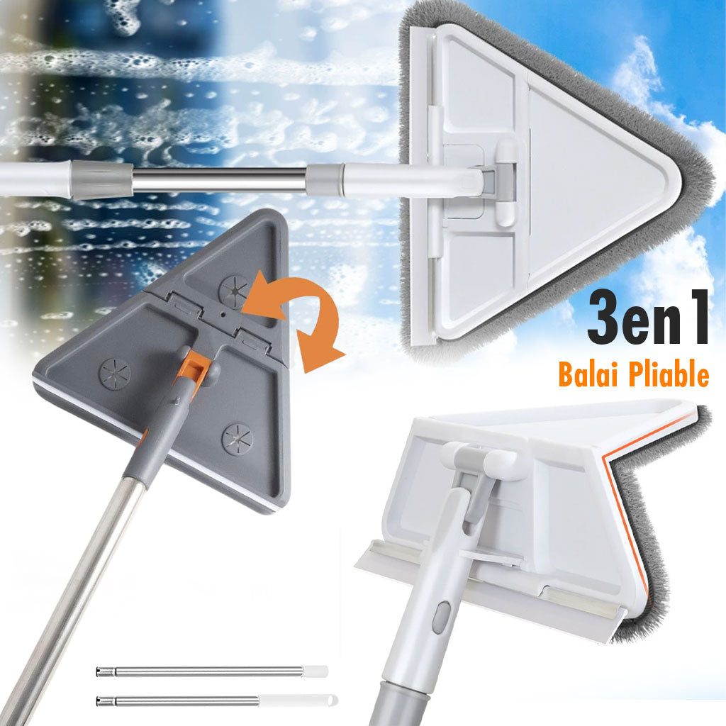 Balai Nettoyeur Mural et Plafond Télescopique 360° Flexible pour Coins Difficiles