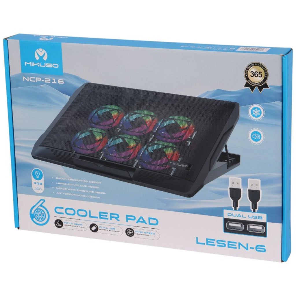 Support Refroidisseur pour PC Portable à 6 Ventilateurs Silencieux avec Éclairage RGB image 2