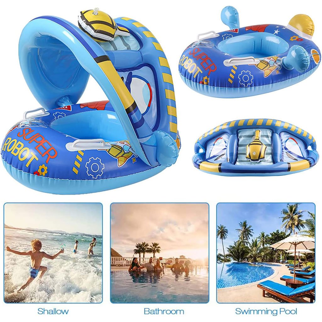 Bouée Bébé Gonflable avec Toit de Protection Solaire – عوامة سباحة قابلة للنفخ مع مظلة للأطفال image 0