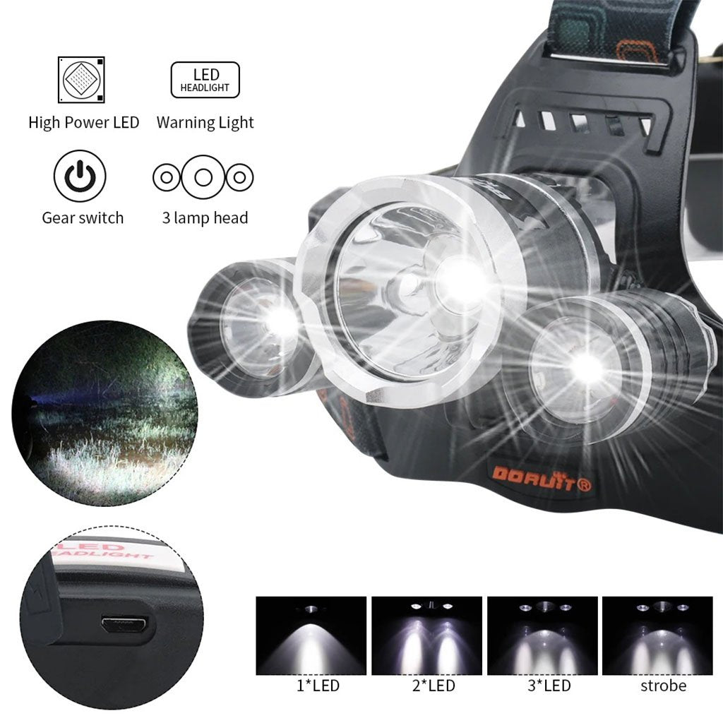 Lampe Frontale LED 6000K USB Rechargeable – مصباح رأس  قابل لإعادة الشحن image 4