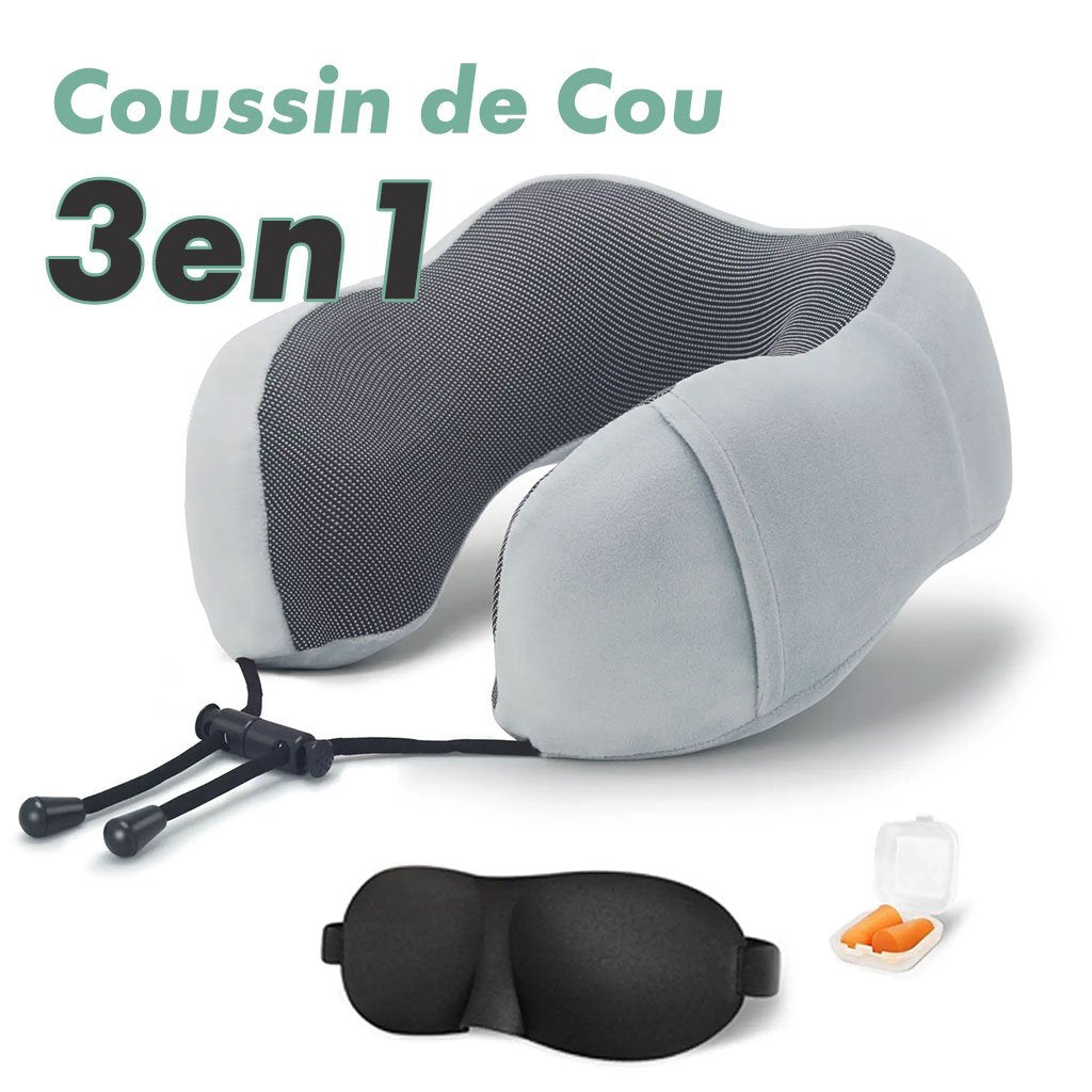 Kit de voyage 3in1 Oreiller en mousse à mémoire de forme en forme de U avec Bouchon d’oreille et Bandeau Yeux image 3