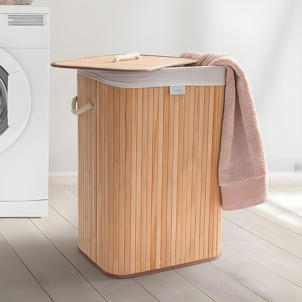 panier à linge en bambou naturel – Capacité généreuse et design élégant image 3