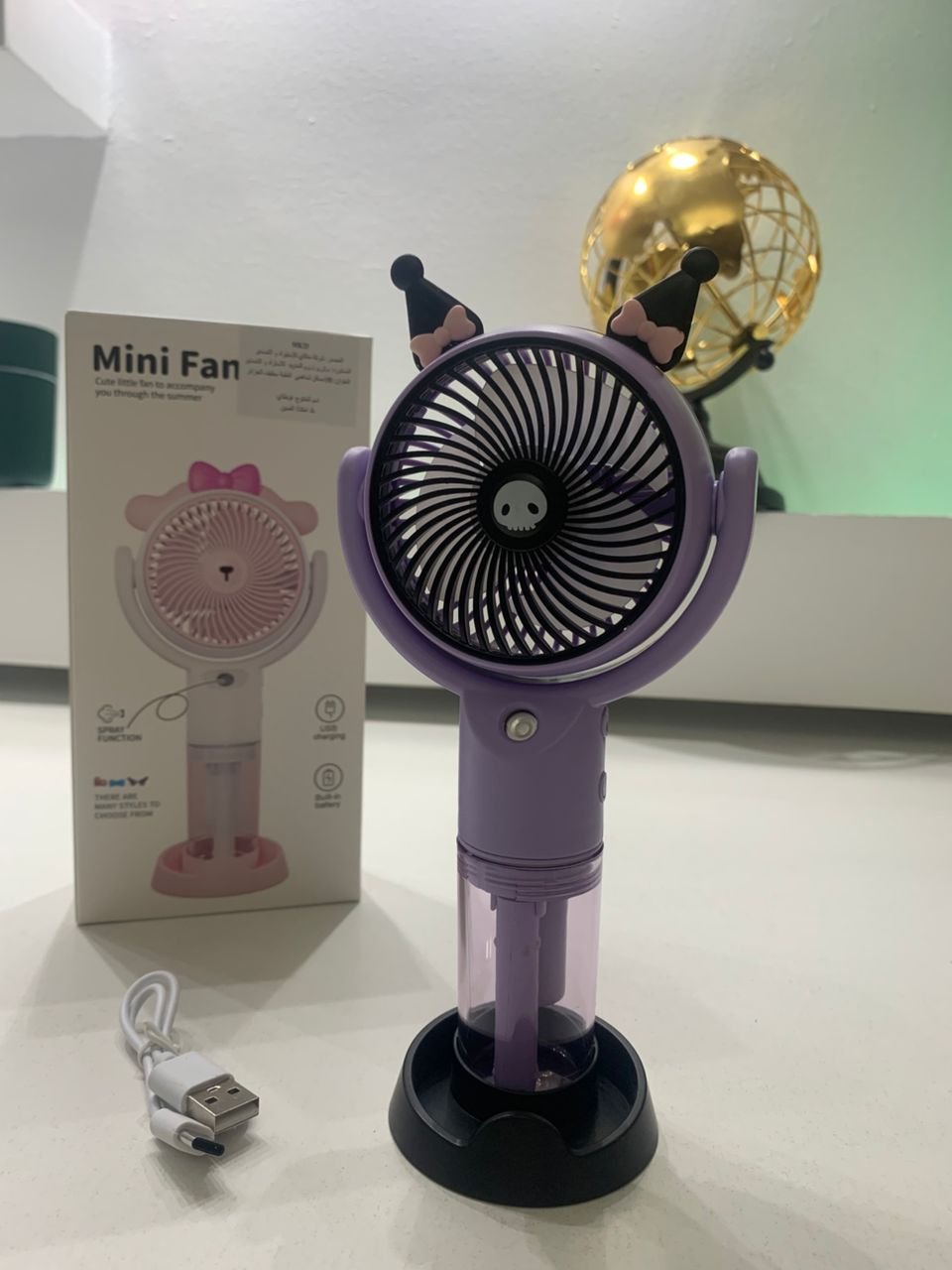 Ventilateur Portable avec Brumisateur USB – 4 Vitesses Rechargeables image 2