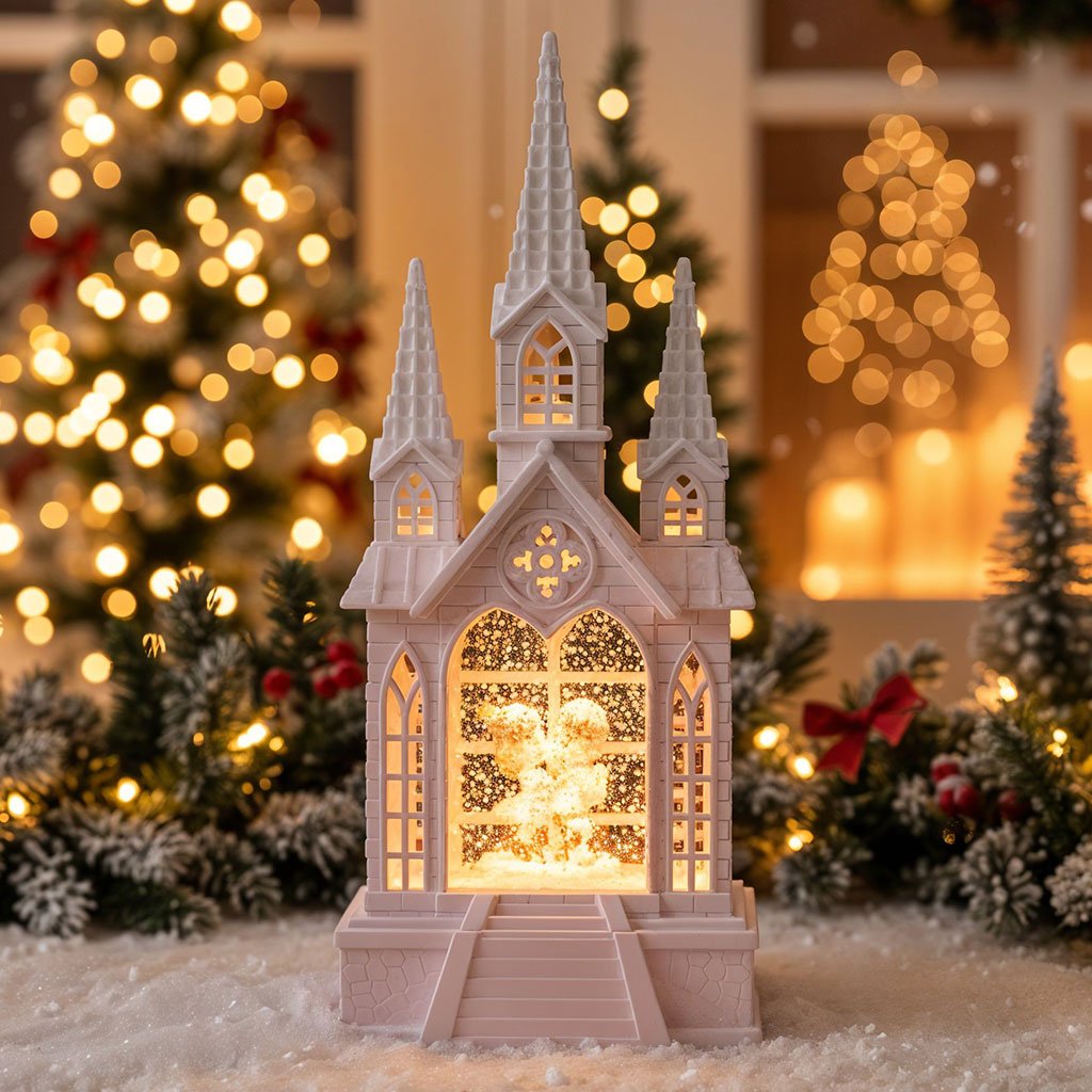 Château à neige lumineux – Décoration Élégante et Ambiance Magique image 0