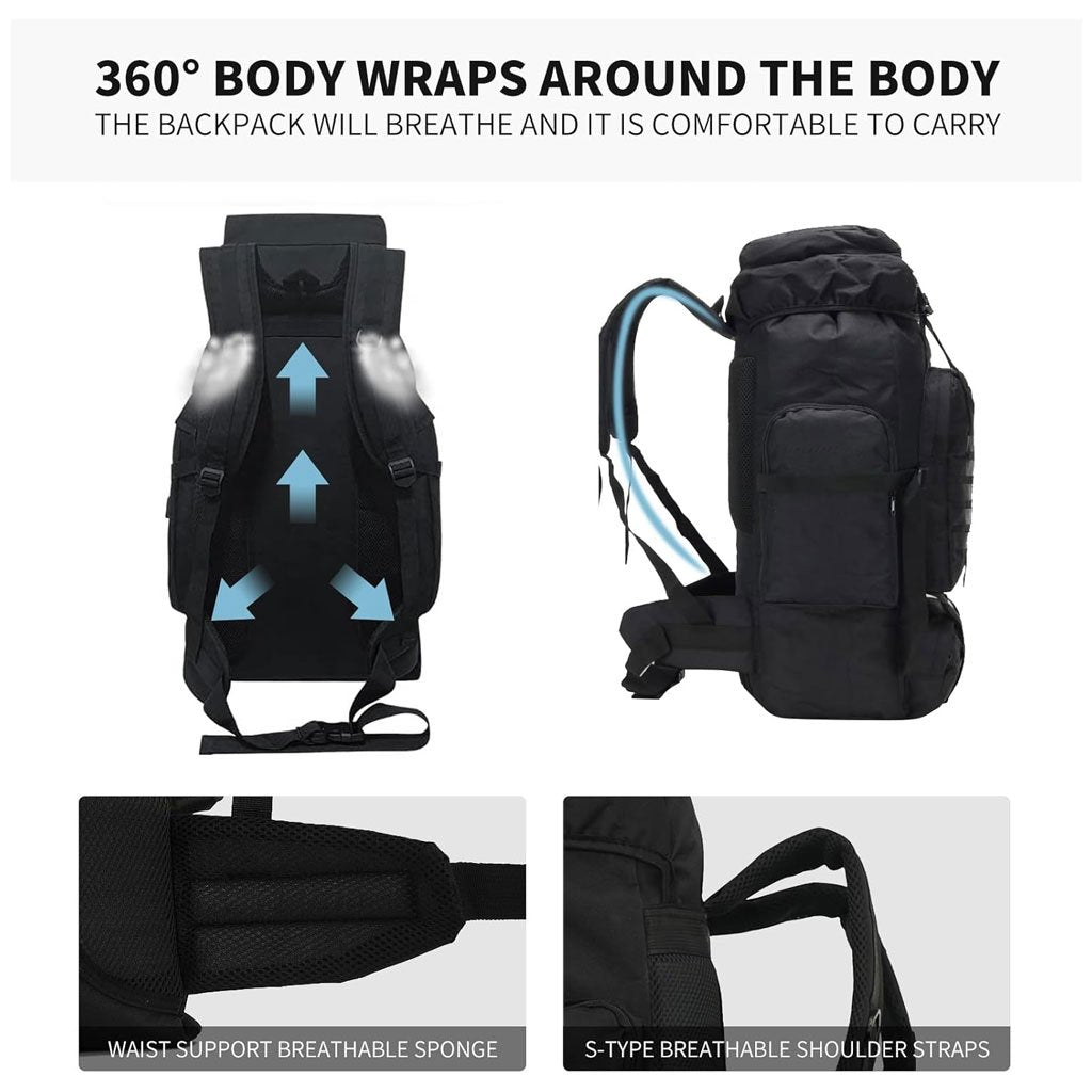 Sac à dos de randonnée tactique URUS 80L – Modèle SDM09 – حقيبة ظهر تكتيكية للتخييم بسعة 80 لتر image 2