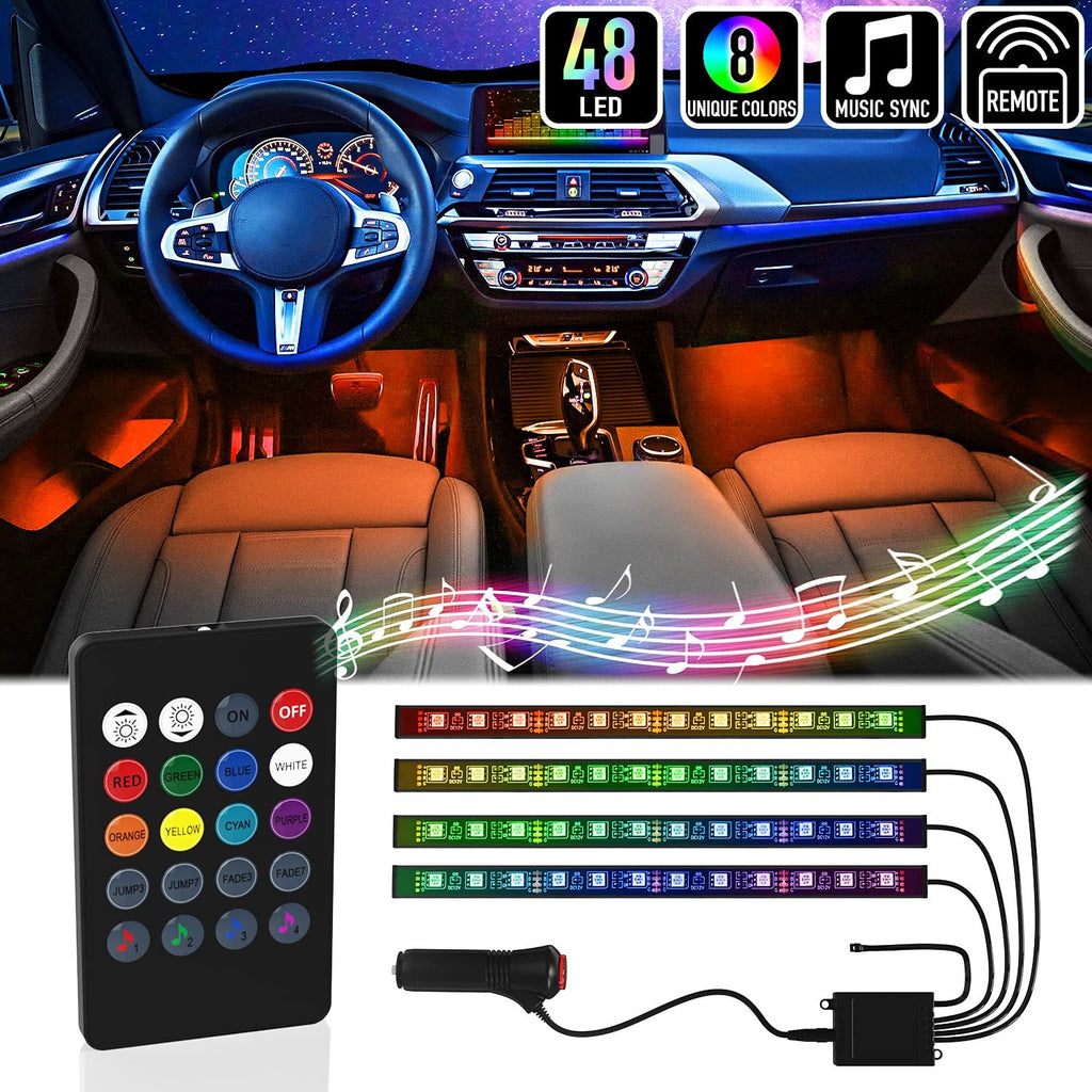 Éclairage Intérieur LED Voiture avec Télécommande – Multicolore et Musical image 0