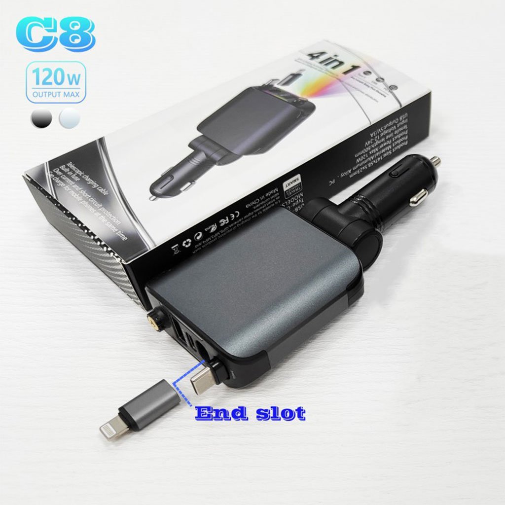 Chargeur de Voiture Rétractable 4 en 1 – Rapide et Ambiance LED image 1