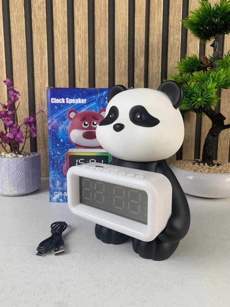 Enceinte Bluetooth en forme de panda CH-M53 avec horloge et réveil image 2