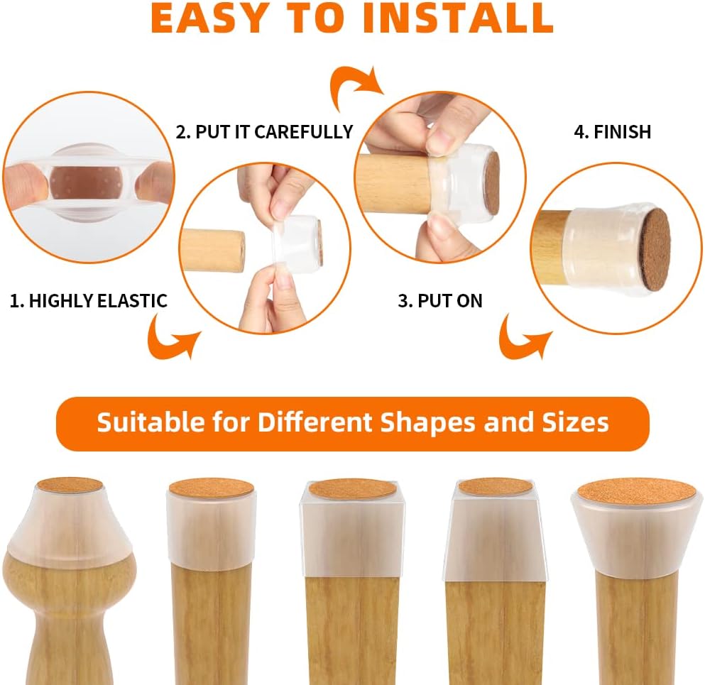 Protections de Pieds de Chaise 2-en-1 : Silence et Anti-Rayures