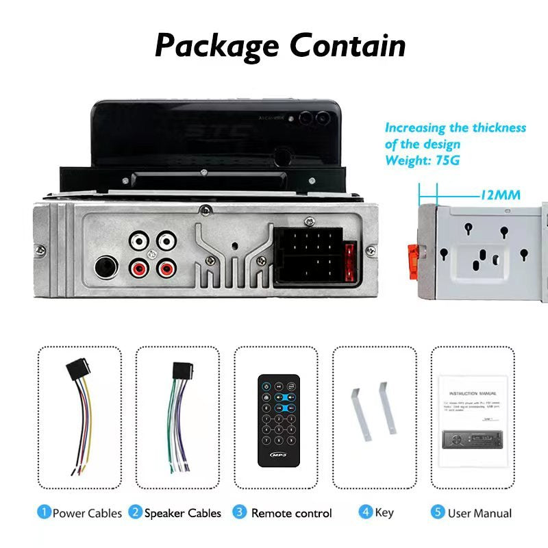 Autoradio MP3 Bluetooth 1DIN – USB, FM, Télécommande, App image 3