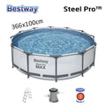 Piscine Tubulaire Bestway Steel Pro Max 366 x 100 cm avec Pompe et Échelle – مسبح عائلي مع مضخة وسُلّم image 0