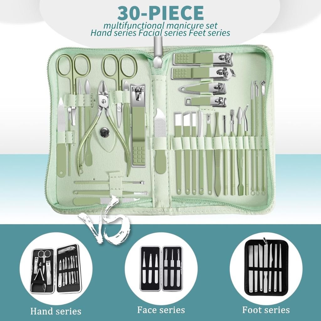 Kit Manucure 30 Pièces en Acier Inoxydable – Étui Luxe et Soin Complet image 0