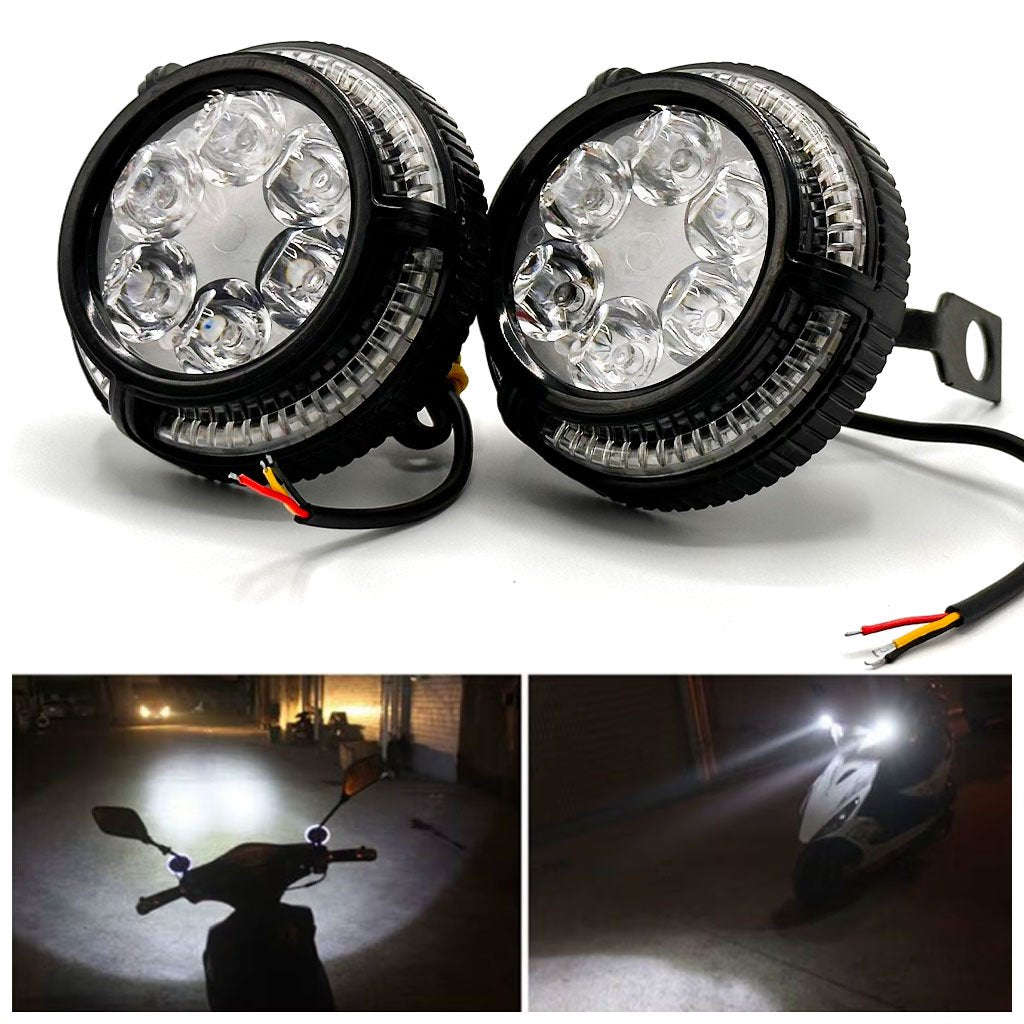 Phares Moto LED Haute Puissance – Lot de 2 Phares Avant 6 LED image 0