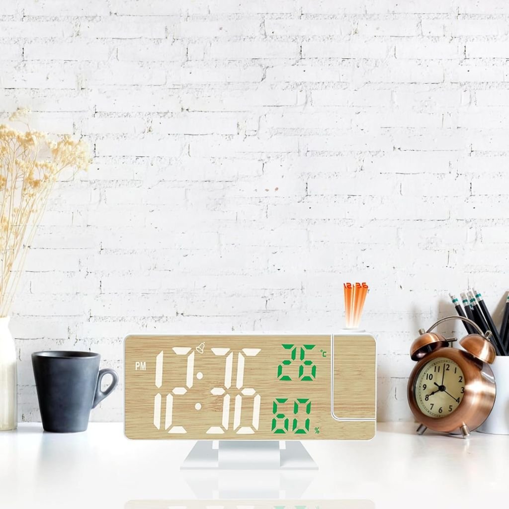 Horloge Numérique de Bureau avec Projection et Capteurs Température & Humidité – Jiqoe image 0
