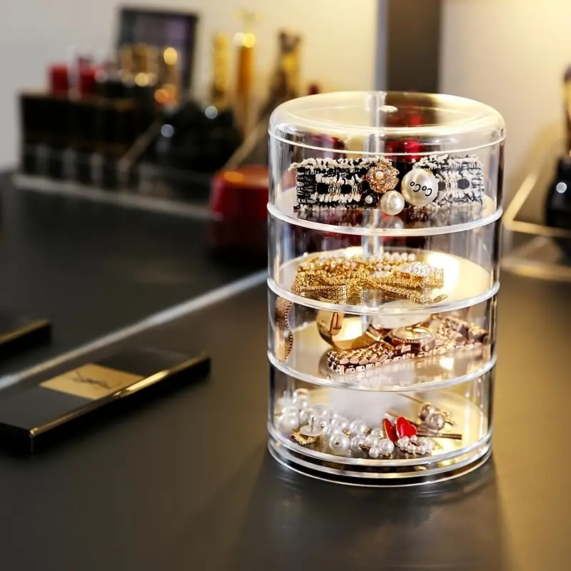 Boîte à Bijoux Rotative 360° en Cristal Acrylique – Grande Capacité et Design Élégan image 2