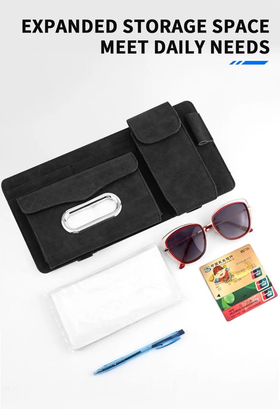 Organisateur de Pare-Soleil Voiture en Cuir – Multifonction & Élégant image 4