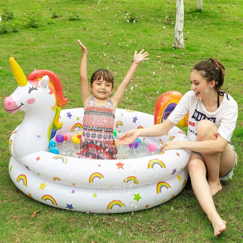 Pack de 2 Piscines Gonflables pour Enfants – Licorne & Lama | طقم مسبحين قابلين للنفخ للأطفال بشكل يونيكورن ولاما image 1