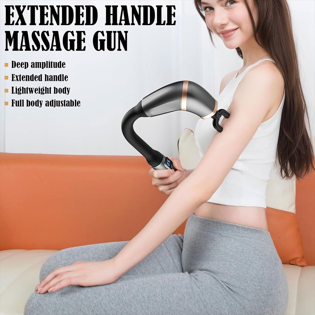 Pistolet de Massage poignée allongée avec 4 têtes – Soulagement Rapide et Design Ergonomique image 8
