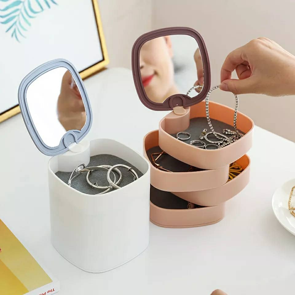 Boîte à Bijoux Rotative avec Miroir – Design Moderne et Multifonctionnel image 4