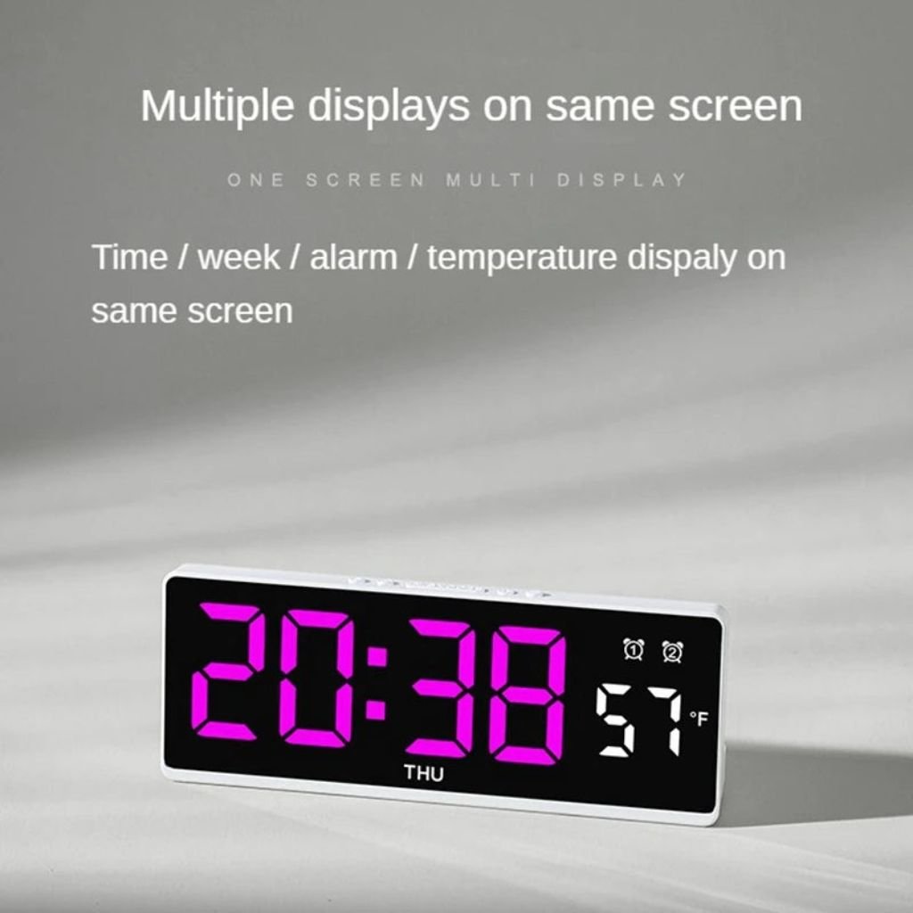 Horloge Murale Numérique LCD avec Température, Humidité et Alarm image 3