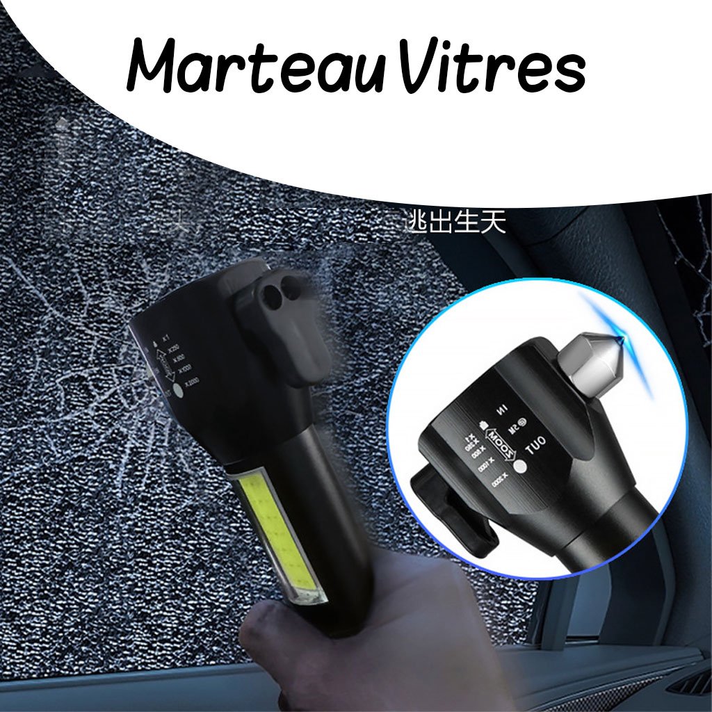 Lampe Torche LED Rechargeable avec Brise-Vitre – 300 Lumens, USB, Étanche IPX6 image 6